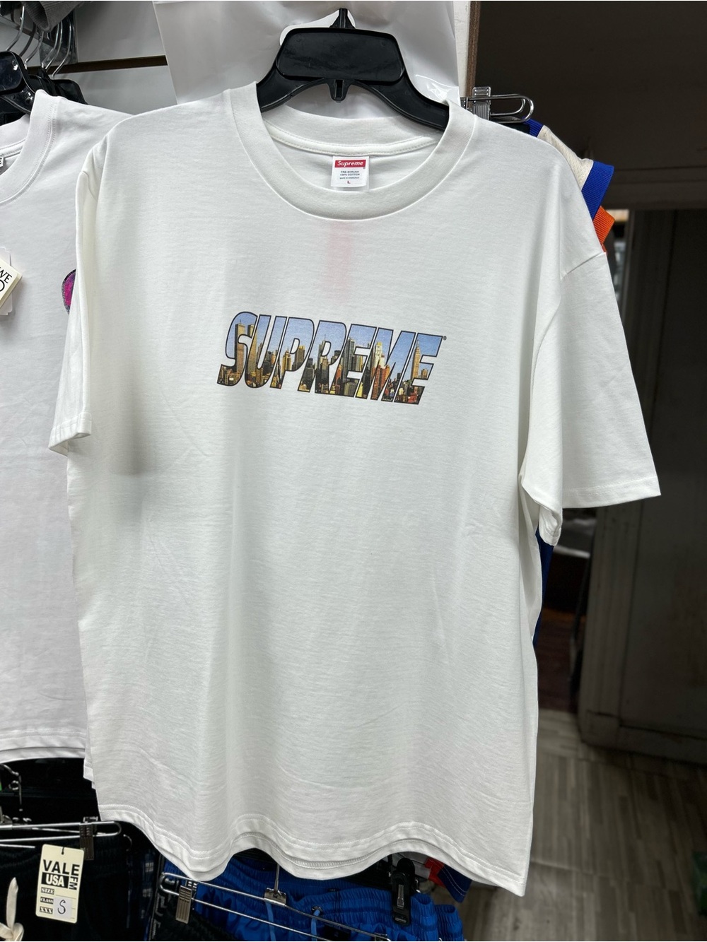 Supreme White Graphic Logo Tee with Multicolor Fill